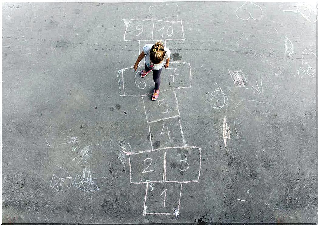 A child who hops during a school break