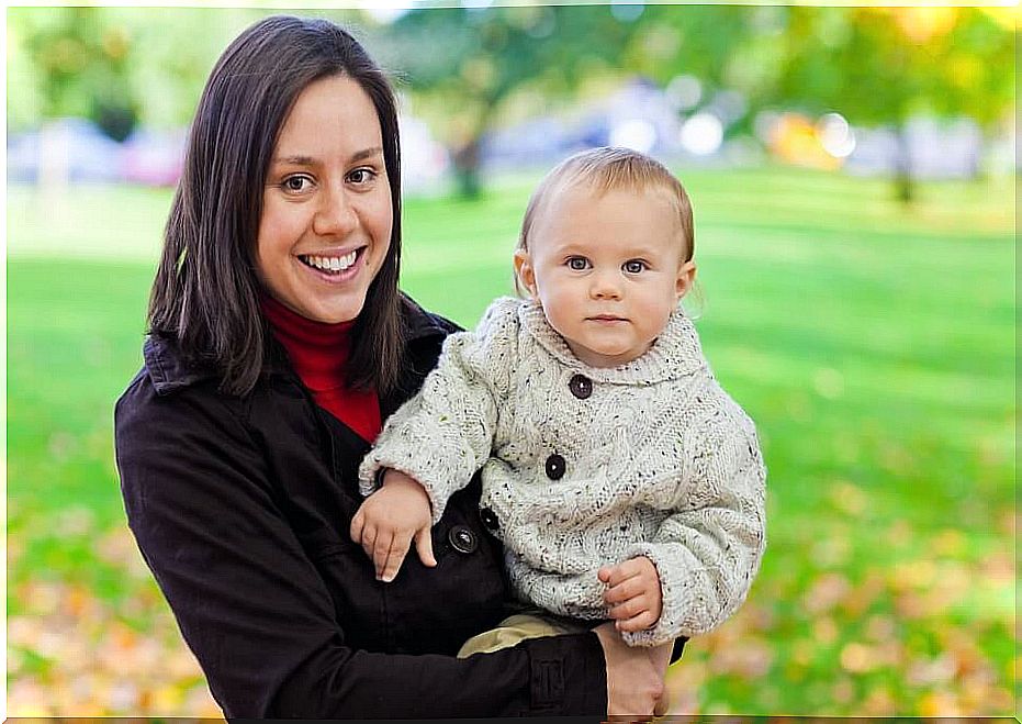 Mother and baby in the park