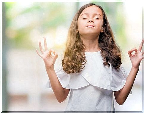 Girl doing breathing exercise