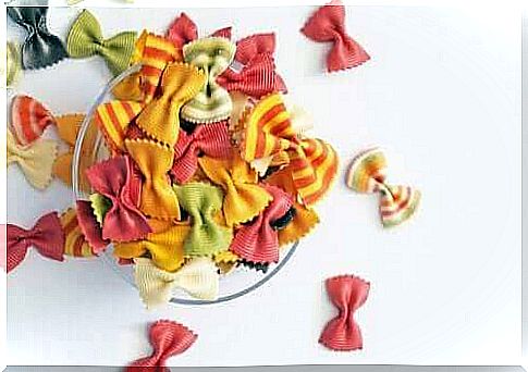 Butterfly pasta in different colors