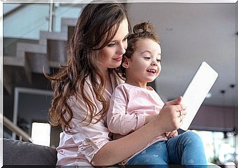 Mother and child with a tablet