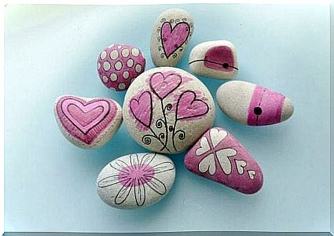 Beautiful pink stones with hearts