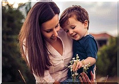 Tips from mothers - mother and son pick flowers