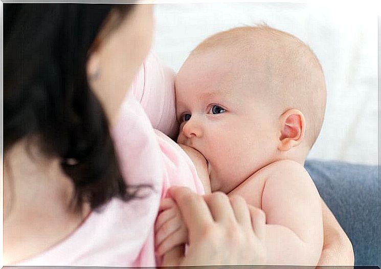 Woman is breastfeeding