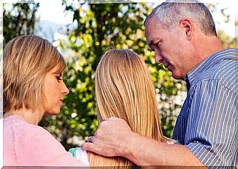 Parents talking to teen