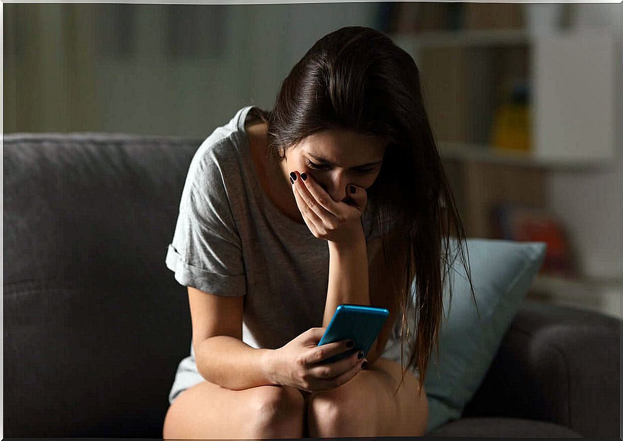 Teen with her phone